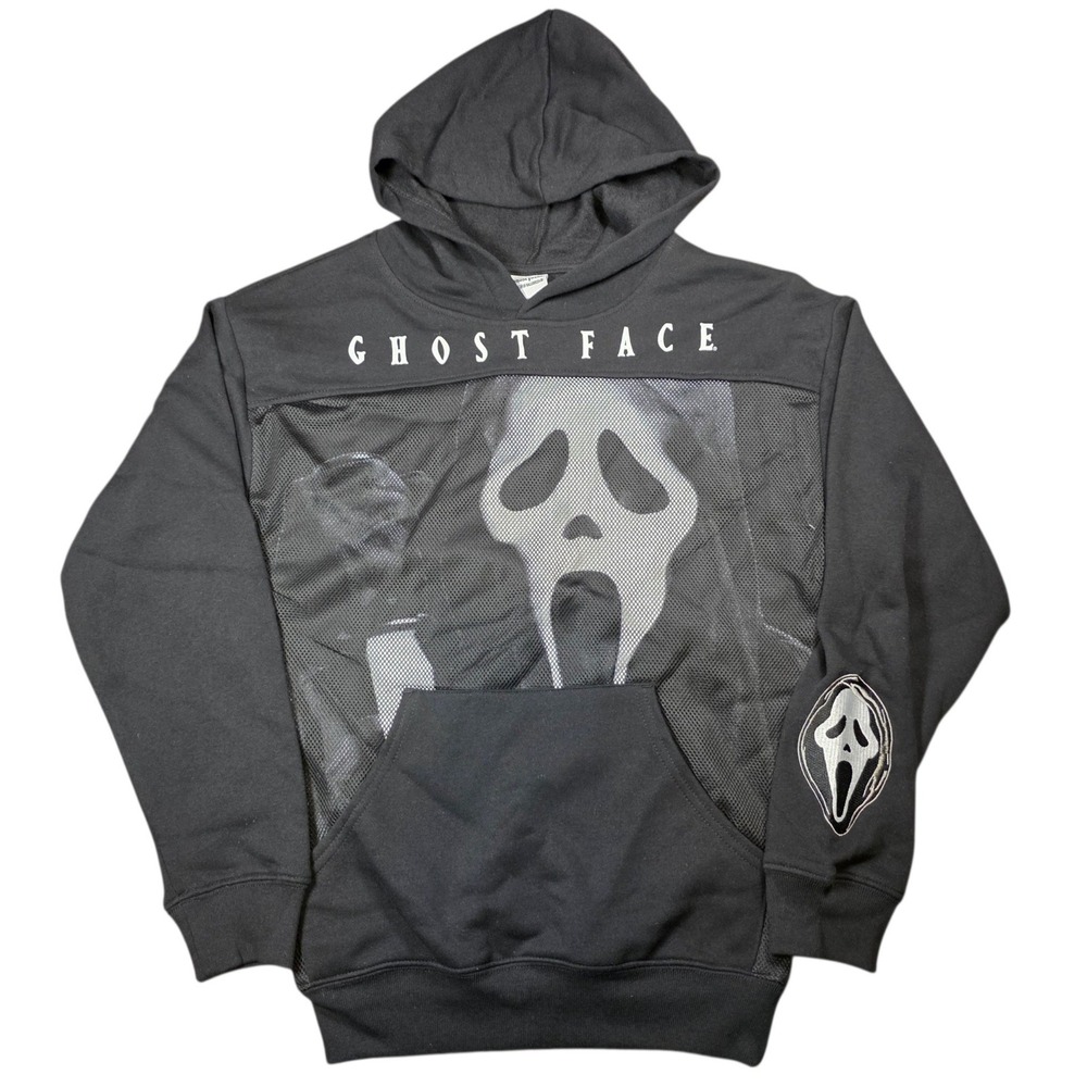 Bioworld Ghost Face Hoodie Scream Horror Movie‎ Mesh Panel Halloween Black XS